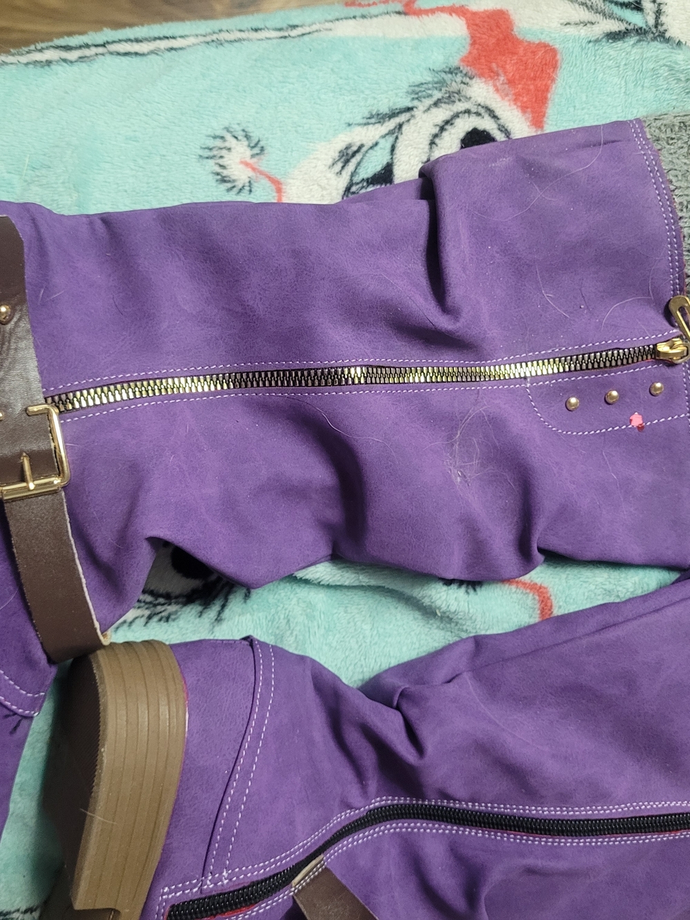 Purple Women's Mid-Calf Buckle Boots - Unbranded - Picture 2 of 4